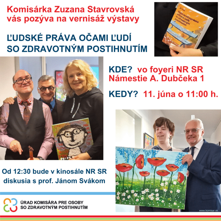 Pozvánka na vernisáž a diskusiu o právach osôb so zdravotným postihnutím