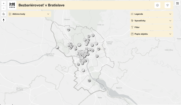 Mapa bezbariérovosti mesta Bratislavy